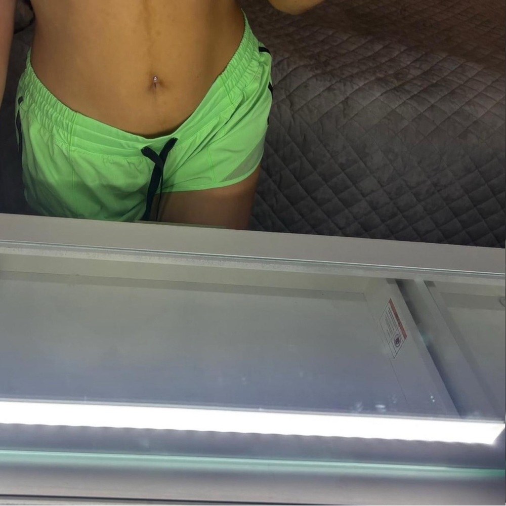lululemon neon green athletic shorts
